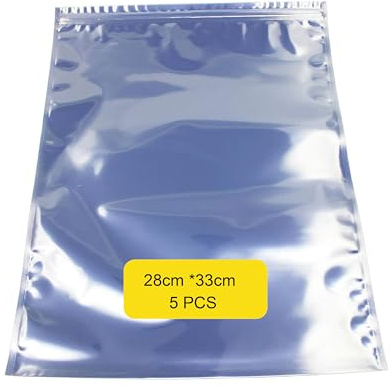 5 Unidades de Bolsas antiestáticas recuperables de tamaño Grande para Placa Base HDD y Dispositivos electrónicos, 28 cm x 33 cm
