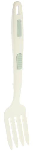 NUOBESTY Tenedor de Cocina de Silicona Ergonómico Antiadherente y Grande para Mezclar Ensaladas y Pasta Utensilio Resistente para Uso Diario el Hogar Color Verde Marrón