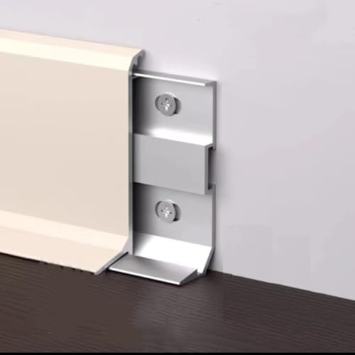 Zócalo de aluminio de 125 cm, 2 piezas de zócalo de metal para una fácil instalación y limpieza, decoración moderna del hogar y renovación interior (blanco marfil, 60 mm x 125 cm)