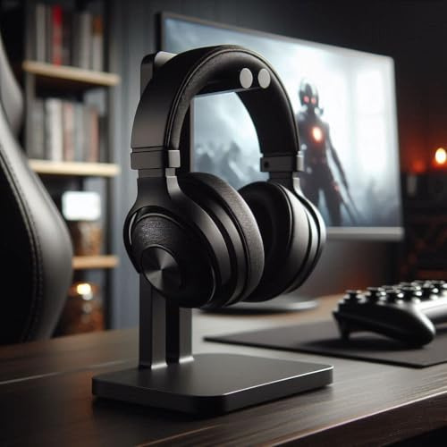 Stylish Headphone Stand, Lightweight Gaming Headset Hanger (DEL-0172) (Matt Charcoal Black)