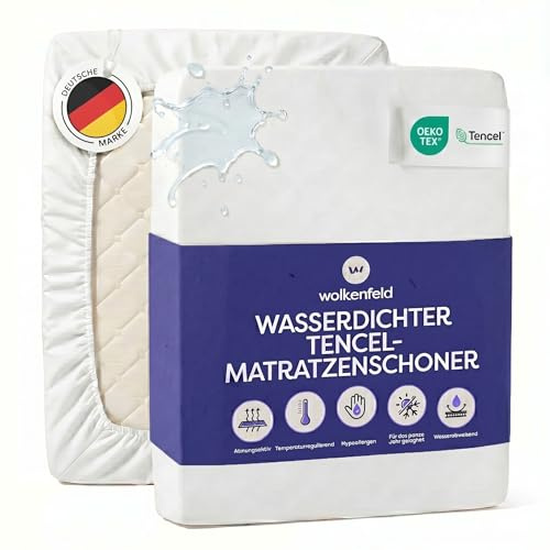 Wolkenfeld Matratzenschutz Wasserdicht 140x200cm Premium aus Tencel - Atmungsaktiver und thermoregulierender Matratzenschoner - gegen Flüssigkeiten, Milben und Bakterien - Für Matratzen bis 30 cm Höhe