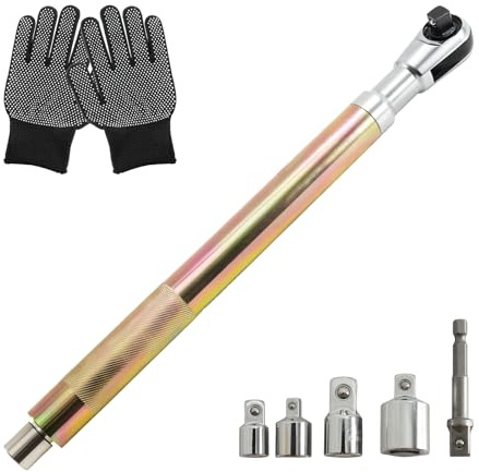 Hanured Llave de extensión con trinquete, juego de llaves de extensión de alto rendimiento de 1/2 pulgada con alcance estrecho y adaptador, para trabajos de automoción, bricolaje y mecánica.