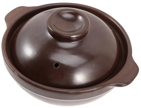 HINTRMENT Casseruola in Ceramica Piccola Coperchio, Pentola per Stufato da Cucina Antiaderente Doppie Orecchie, per Zuppe Calde, Noodles e Brasati, Utensile per Uso Domestico e Riunioni