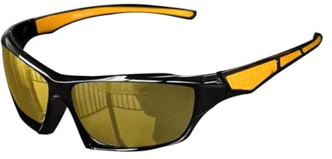 Sportglasögon - solglasögon med polariserat skydd | solskydd med UV-skydd, synkontrollskydd mot bländning, glasögon med UV-strålblockering, synklarhet Co, gul, Consulte la descripción