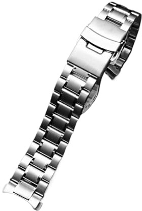 FYYFS Böjd ände, bågformad metallklockarmband i rostfritt stål, 20 mm, 22 mm, 24 m, matt klockarmband, kedja, armband(A Silver,20mm)