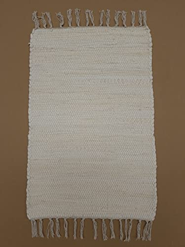 Kottig Fleckerl Handweb Teppich Fleckerlteppich Uni 60x90 Garmisch Flickenteppich Einfarbig (Beige)