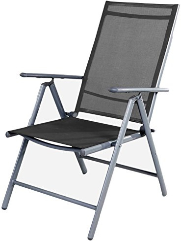 Mojawo Gartenstuhl - Hochlehner 7-Fach verstellbar - Positionsstuhl - zusammenklappbar - Klappstuhl - witterungsbeständiges Aluminium - Gartenmöbel - Silber/anthrazit
