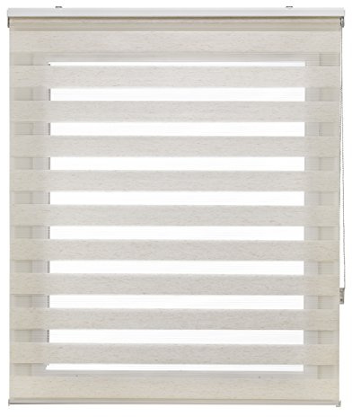 Uniestor basic duo rollo tag und nacht Leinen- doppelrollo 100 x 180 cm (Breite x Länge). Stoffgröße 97 x 175 cm. Fensterrollo zebra