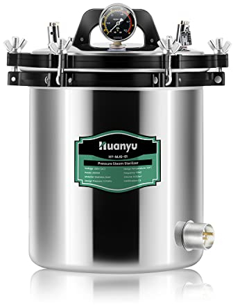 Huanyu 18L Autoclave Sterilizer with Deflate Valve and Safety Valve Laboratory Steam Autoclave Anti-Dry Burn High Pressure Steam Sterilizer for Labs Universities and Hospital