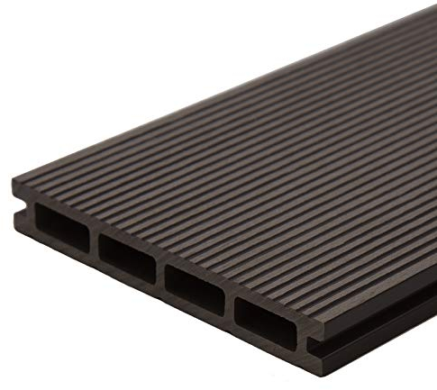HORI WPC-Terrassendiele Komplettset Hohlkammer Komplettbausatz Terrassenplatten Premium Terrassenboden Garten I Fläche: 5 m² I 2,20 m Dielenlänge I Grau