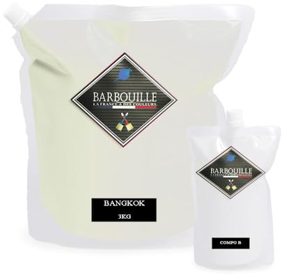 Peinture Résine Vert d'eau Bangkok - Résine Epoxy Bi-Composants - Effet Brillant - Peinture Mur, Plafond, Boiserie, Carrelage & Métal - Lessivable - COV A+ - Fabriquée En France - 2,5 L - BARBOUILLE