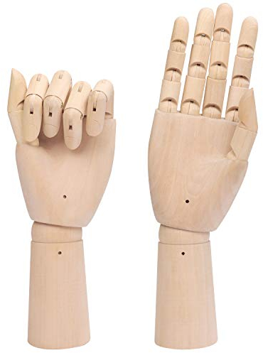 Belle Vous Mano articolata in legno sinistra e destra (2 pezzi) - Lunghezza 30 cm - Mano manichino articolato in legno per disegno, schizzo e pittura, porta gioielli