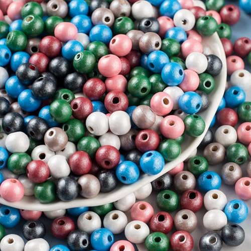 HERZWILD bunte holzperlen zum auffädeln 500stk holzperle farbig bastelnperlen f. DIY schmuck Herstellung (Pearl color)