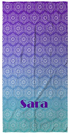 LolaPix Strandtuch Mandala. Strandtuch mit Namen. Personalisiertes Strand Badetuch. Personalisierte Handtuch. Personalisierte Geschenke. Verschiedene Designs und Größen. Mandala Print