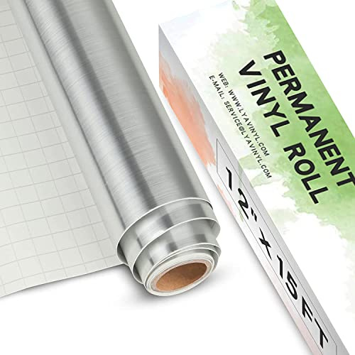 Lya Vinyl Vinile adesivo argento spazzolato, 30,5 x 457,2 cm, Vinile adesivo argento per Cricut, Silhouette Cameo, Pellicola argento metallizzato per regali fai da te, tazza, finestra,