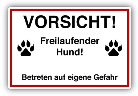 Vorsicht Hund Schild 20x30cm aus stabiler Hartschaumplatte in 3mm Stärke - mit UV-Schutz und witterungsbeständig