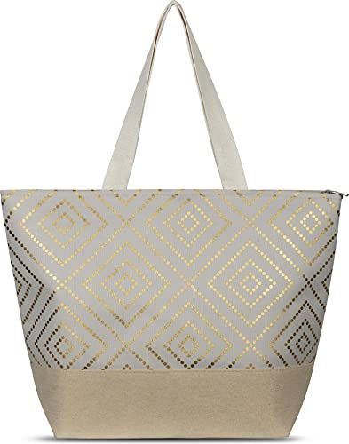 normani XXL Strandtasche - Damen Handtasche mit langen Henkel - Schultertasche für Frauen 19 Liter Volumen mit Innentasche Farbe Weiß
