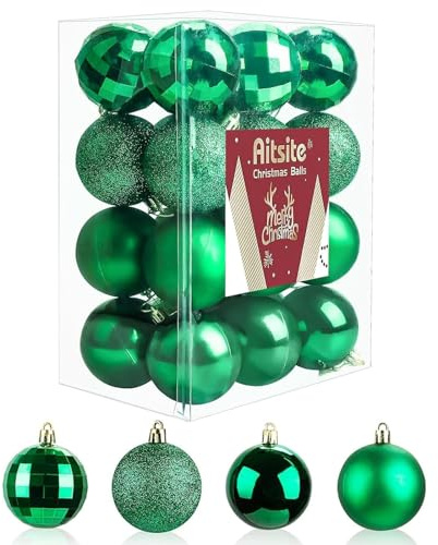 24 Stück Weihnachtskugeln Grün, 6CM Christbaumkugeln Kunststoff Bruchsicher Weihnachtsbaumkugeln Christbaumschmuck Christbaumkugeln für Weihnachtsbaum Neujahr Festival Ornamente