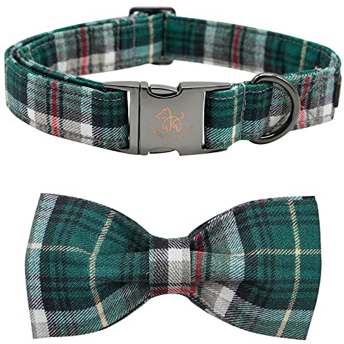 Elegant little tail Hundehalsband mit Schleife - Weihnachten Kariertes Hundehalsband Schleife Junge Mädchen Hund Fliege Verstellbares Hundehalsband für kleine mittelgroße Hunde
