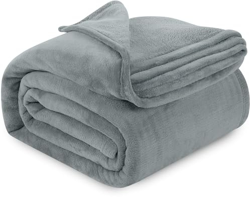 Utopia Bedding Cobija de Forro Polar Gris Fresco, tamaño Queen, Ligera, mullida, Suave, antiestática, de Microfibra (90 x 90 Pulgadas)