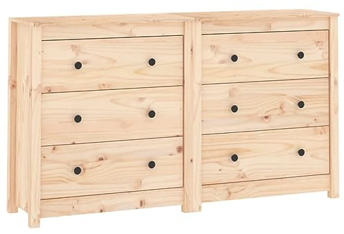vidaXL Sideboard mit Schubladen Schrank Anrichte Beistellschrank Kommode Schubladenschrank Mehrzweckschrank 140x35x80cm Massivholz Kiefer