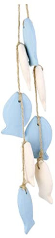 Hoement Deko Fisch Aus Holz Mediterraner Stil Hängend Wanddekoration Für Boote Schiffe Strände 45 cm