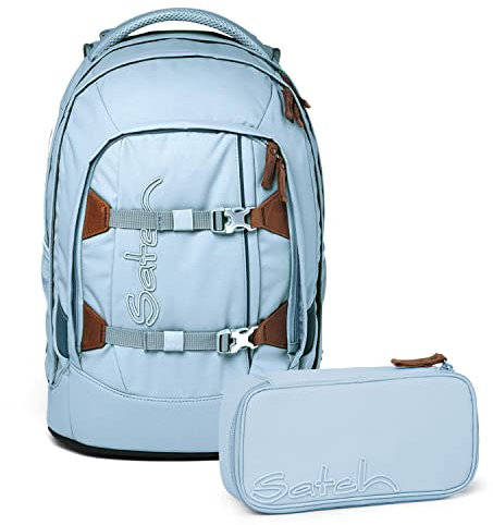 Satch Pack Schulrucksack Set 2tlg. inkl. Schlamperbox (Nordic Ice Blue)