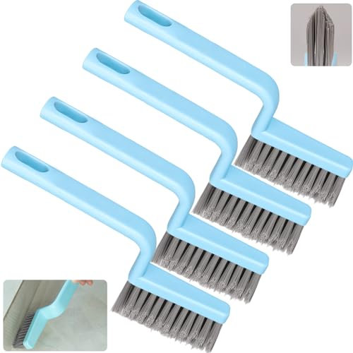 4PCS Crevice Cleaning Brush, Dexspoeny V Shape Cleaner Brush, Grout Cleaner Brushs with Handle for Tile Floor, Corner, Window Track, Shower Door, Sink's Stiff Grout Cleaning Brushes