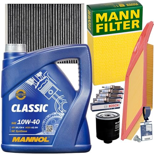 Filterset+Mannol 10W40 Öl Zündkerzen | SB3248+W712/52+CUK2862+220125S+0242235668+10W40 Öl für Polo 6N2 Golf 4 Bora 1J Lupo