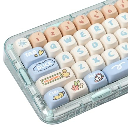 Cmokifuly MOA Profile Cute Animal Custom Keycaps - ANSI & ISO Layout, 139 Keys, PBT Coloured, Full Size Keycap Set (Duck)