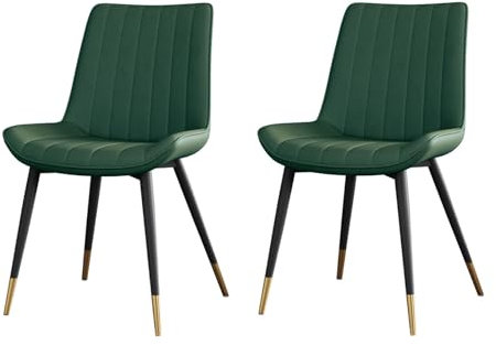 N/A Esszimmerstühle Mit Hoher Rückenlehne, 2Er-Set, Esszimmerstühle, Mid-Century Modern, Küchenstuhl, Armlose Beistellstühle Aus Kunstleder,Grün