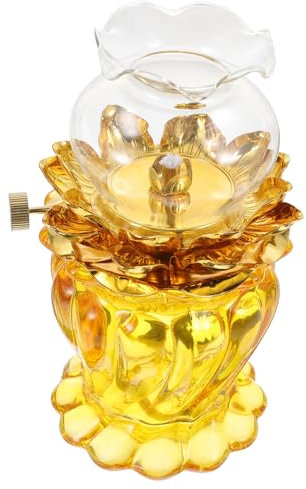 Cabilock Lotus-Butter-Lampe tatsächl praktisches Nachtlicht aus Kristall Öllampendocht Öllampe für den Innenbereich Petroleumlampenbrenner flüssig Butterlampe Öllampenhalter Kerosinlampe