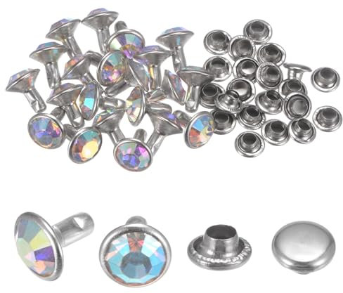 sourcing map 20pcs Crystal Rivets 8mm Rhinestone Rivets Rapid Stud Rivets for Clothing Leather Crafting Fabric Arts Crafts Decoration Leathercraft DIY Leather-Craft, Multicolored