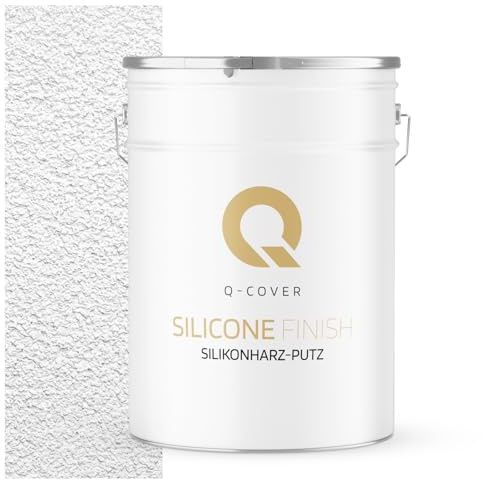 Q-COVER Silikonharz-Putz Altweiß F101 25 kg, 2,00 mm – Kratzputz, Außenputz, Strukturputz, Fassadenputz, Wasserabweisend, Selbstreinigung