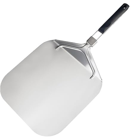 Pelle à pizza polyvalente avec manche en bois | Coque de pizza en aluminium | Éplucheur rotatif avec manche long pliable | Spatule à pizza résistante à la chaleur | Palette en aluminium