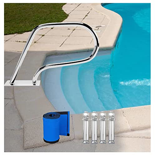 LaYiQimn Pool Rail Pool Handrails 22X30 inch Pool Rail 250Lbs Load Capacity Rustproof Pool Handrail Humanized Swimming Pool Handrail with Blue Grip Cover & Screws