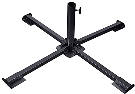 ASumPio Sonnenschirmständer Aus Metall Für Den Außenbereich, Faltbar, Für Strand, Garten, Terrasse, Verdickter Kreuzständerhalter Für Den Außenbereich (Schwarz A)