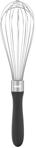 U-Taste Batidor de globo: Batidor de cocina de acero inoxidable 18/10 Batidor manual mediano de 28 cm con 8 alambres de alta flexibilidad y mango de silicona para batir, mezclar masa, cremas (Negro)