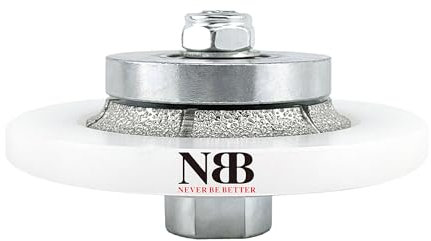 NBB Fresas para corte de chaflanes de diamante Rueda perfiladora diamante con guía cubierta más grande y M14 broca para perfilar porcelana baldosa cerámica granito mármol piedra (Half-Bullnose B5)