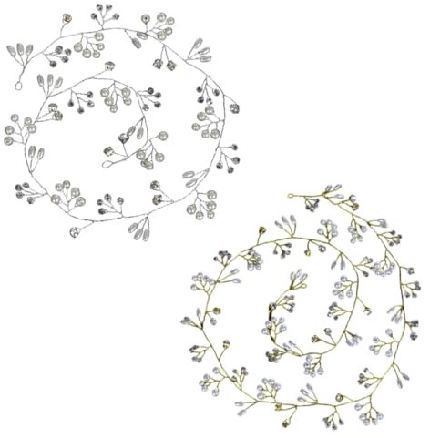 2 PCS 35 cm Fascia Nuziale per Capelli con Perline e Strass, Accessori capelli sposa, Accessori per Capelli da Sposa Fascia Argento Lavorati a Mano, Matrimonio, Decorazioni nozze Accessori da sposa