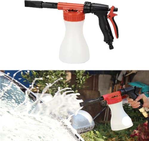 Micmetago Schaumpistole Autowäsche - 900ml Schaumsprüher Auto, Foam Sprayer, 5-Gang-Einstellung Schaumkanone Autowäsche, Schaumsprüher Gartenschlauch mit Schaumdüse