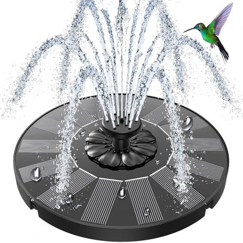SZMP Solar Fountain with Flower Decor, 2025 Upgrade Solar Bird Bath Fountains with 4 Fixed Rods, 8 Nozzles, Solar Powered Water Fountain Pump for Humingbirds, Bird Bath, Pond, Pool, Garden, and Patio