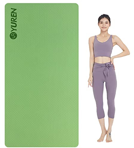 RYTMAT Yogamatte, 10 mm dick, große Trainingsmatte, 193 x 88,9 cm, extra breite Trainingsmatten für Zuhause, Fitnessstudio, rutschfeste TPE-Yogamatten mit Riemen und Aufbewahrungstasche, Grün