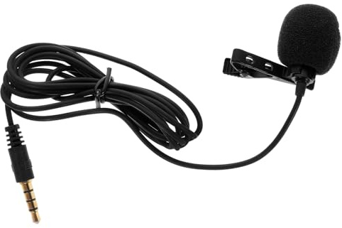 Vaguelly Omnidirectional Condenser Microphone Lavalier Mic for Lectures and Interviews with Plug and Play 1.5M Cable in Black