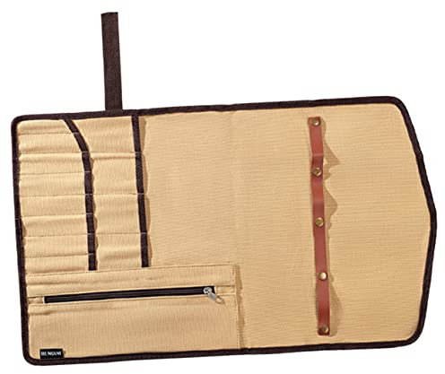 IMIKEYA Camping-organizer Aus Canvas-material Besteckrolle Mit Mehreren Fächern Faltbare Geschirrtasche Für Outdoor-aktivitäten