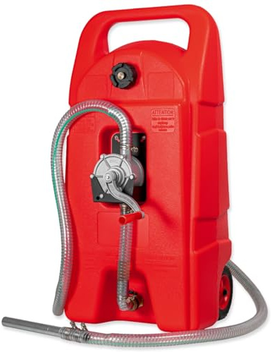 WALTER Kraftstofftrolley 53L, Benzinkanister aus HDPE mit Rädern | Handpumpe, Mobiler, 3 m Schlauch, 8L/min, für Diesel & Benzin, ideal für Boote & Offroad