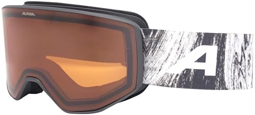 ALPINA Venet – High-Quality Ski Goggles for Men and Women, Optimal Fit, Ideal for People Who Wear Glasses, Anti-Fog, Effective Air Circulation, Matte Black/Glacier