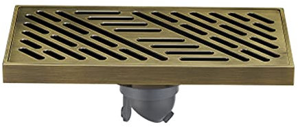 GODFSAHG Linearer Duschablauf, rechteckiger Duschbodenablauf aus Messing, großer Verdrängungsduschablauf, Deodorant, Badezimmer-Duschablauf, 1020 cm, Grünbronze