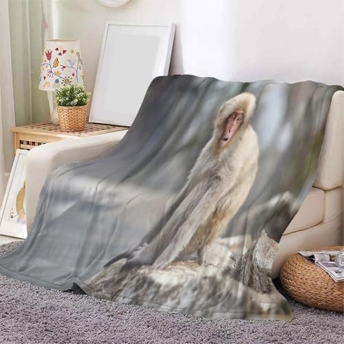 YZQGLHP Manta Macaco Mantas Piedra Estampado 3D Cobija áRbol Mantas Franela para Cama, Manta Sofa 100x130 cm Manta de Microfibra Suave Cálida