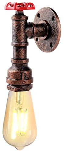 KAWELL Kreative Retro Kerze Wandleuchte Industrielle Vintage Wandlampe | Wasserrohr, Schmiedeeisen, E27 60W Max, für Schlafzimmer Küche Restaurant Cafe Bar Flur